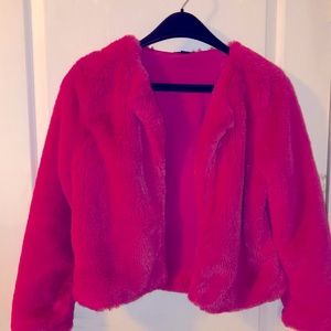 pink faux fur jacket size M